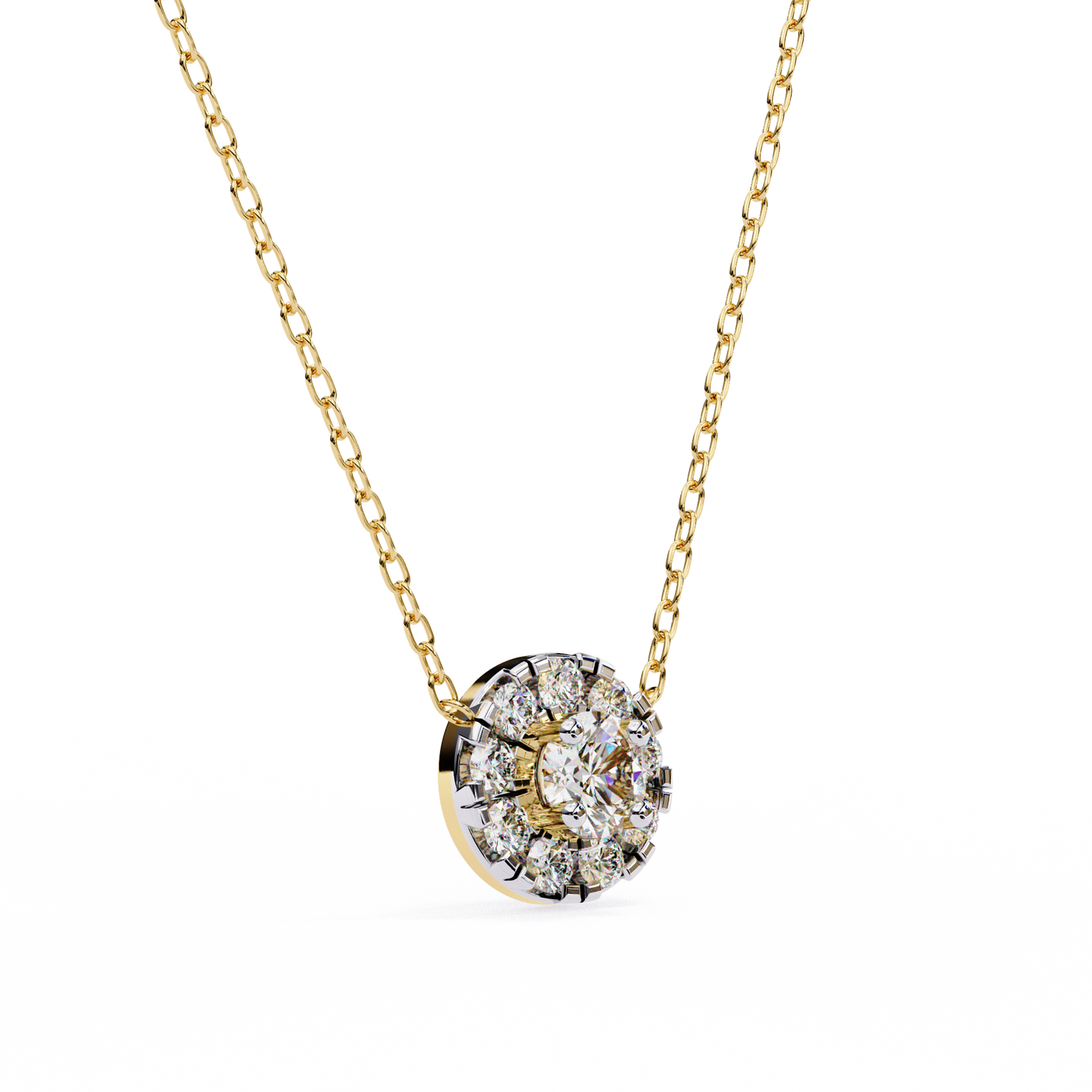 Round Cut Lab Grown Diamond Halo Pendant