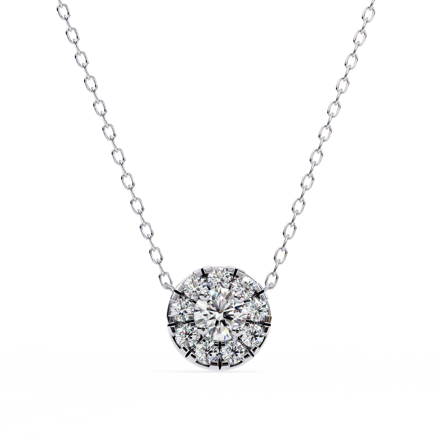 Round Cut Lab Grown Diamond Halo Pendant