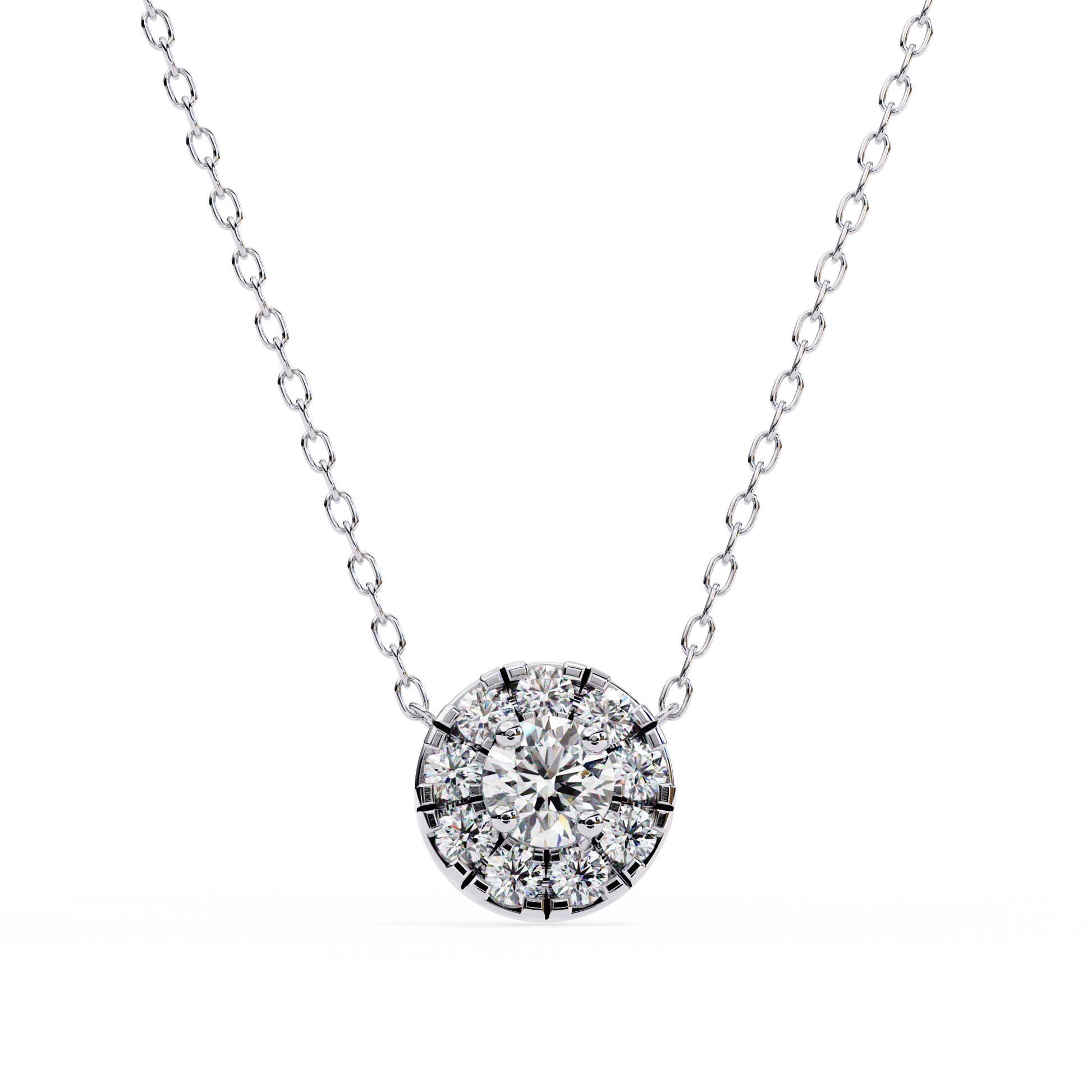 Round Cut Lab Grown Diamond Halo Pendant