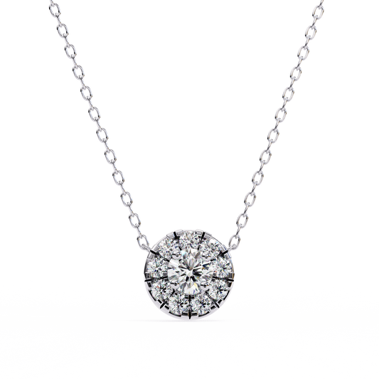 Round Cut Lab Grown Diamond Halo Pendant