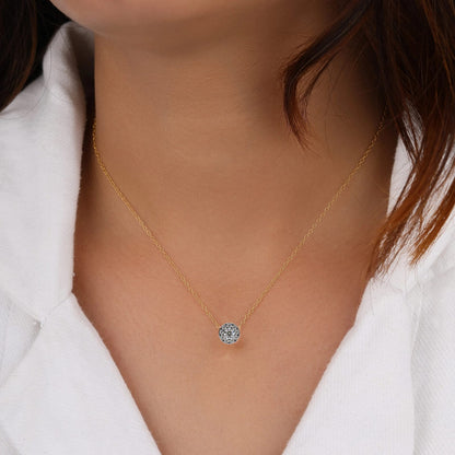 Round Cut Lab Grown Diamond Halo Pendant