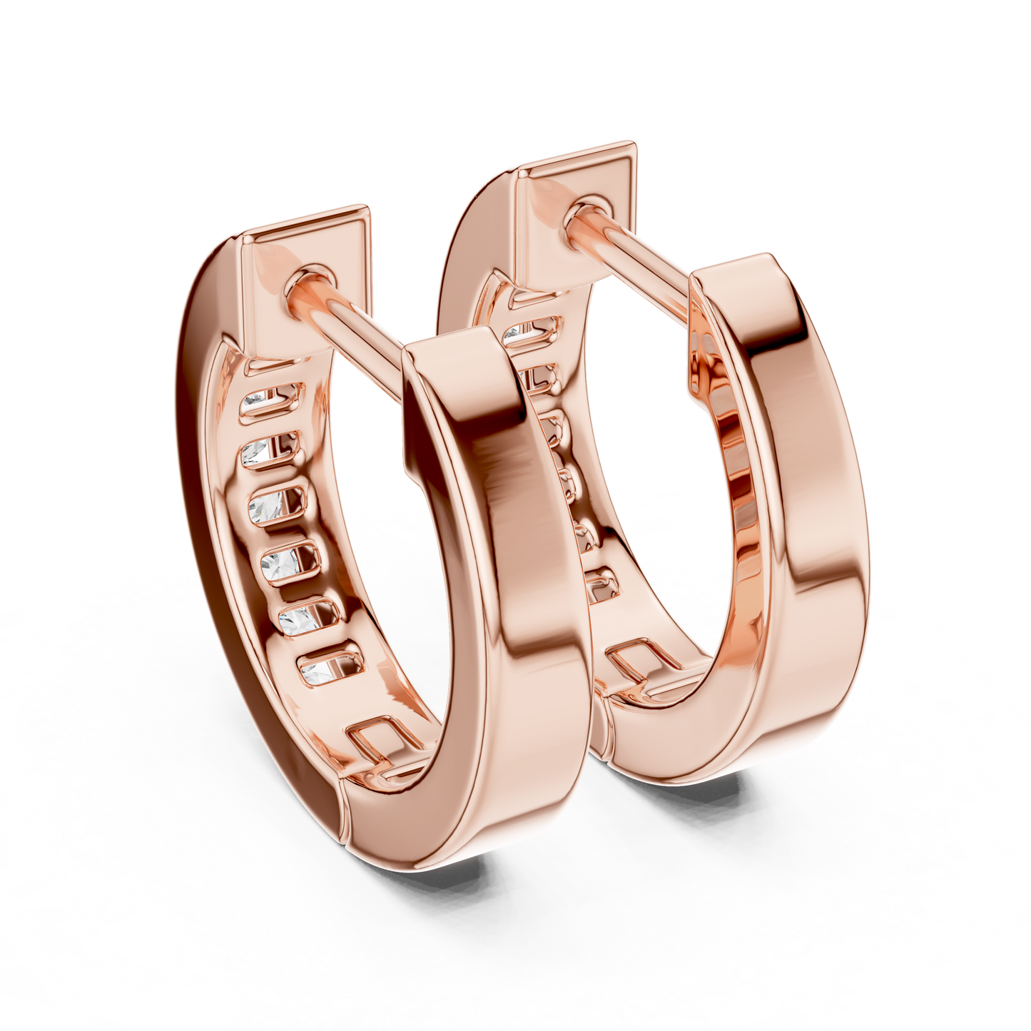 Channel Set Round Cut Lab Grown Diamond Huggie Earrings