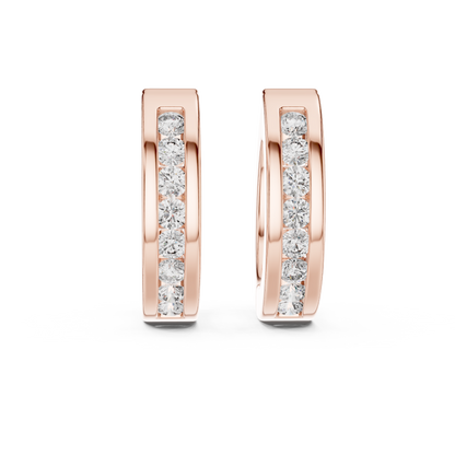Channel Set Round Cut Lab Grown Diamond Huggie Earrings