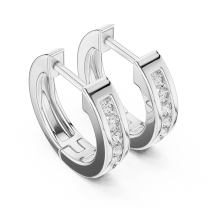 Channel Set Round Cut Lab Grown Diamond Huggie Earrings