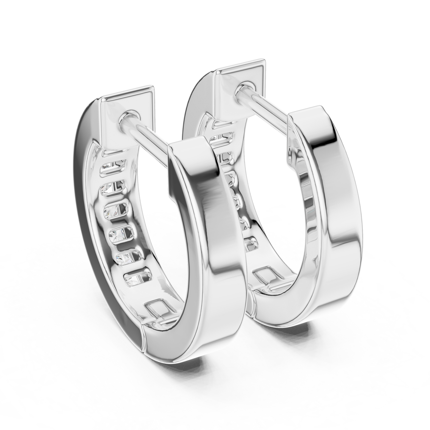 Channel Set Round Cut Lab Grown Diamond Huggie Earrings