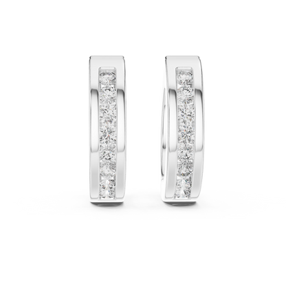 Channel Set Round Cut Lab Grown Diamond Huggie Earrings