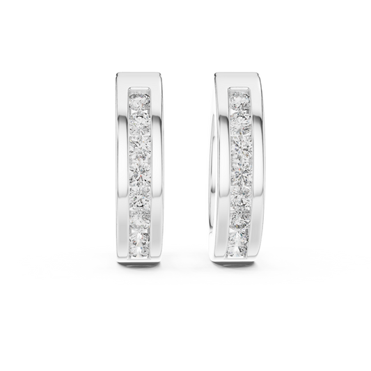 Channel Set Round Cut Lab Grown Diamond Huggie Earrings