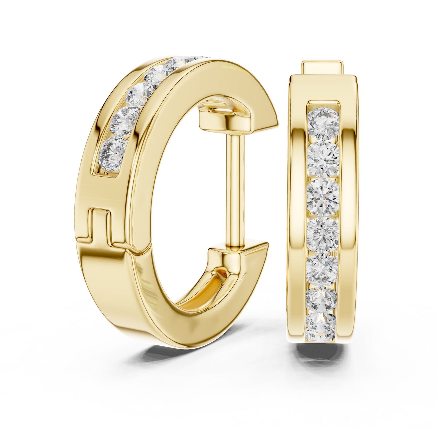Channel Set Round Cut Lab Grown Diamond Huggie Earrings