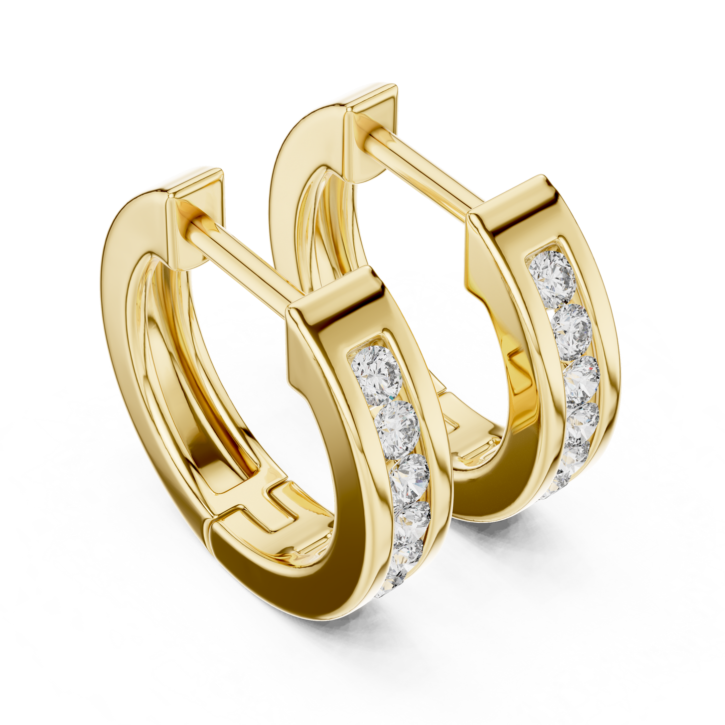 Channel Set Round Cut Lab Grown Diamond Huggie Earrings