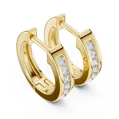 Channel Set Round Cut Lab Grown Diamond Huggie Earrings