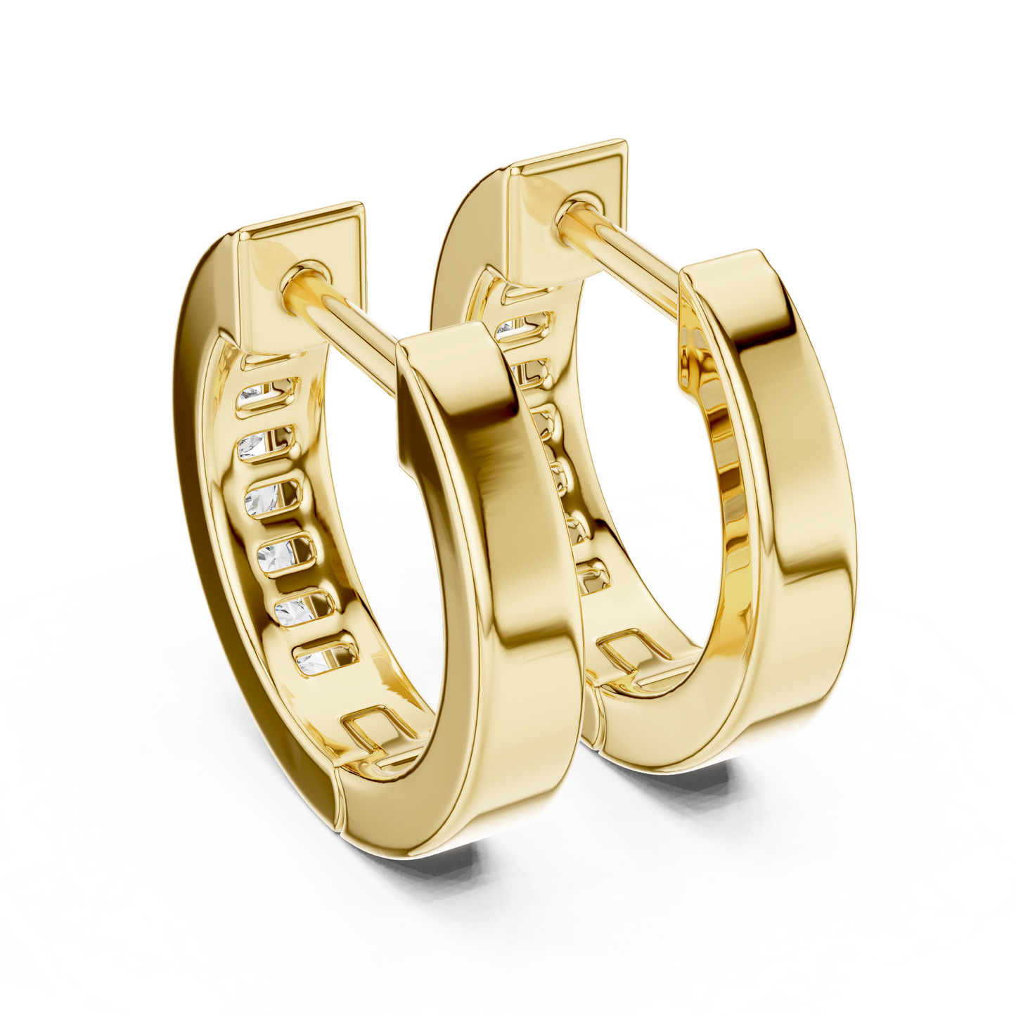 Channel Set Round Cut Lab Grown Diamond Huggie Earrings