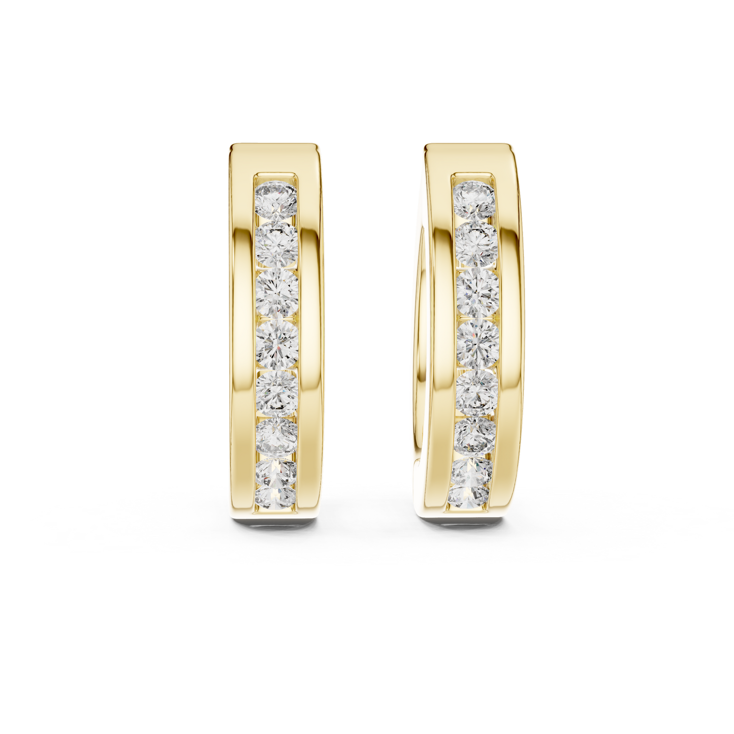 Channel Set Round Cut Lab Grown Diamond Huggie Earrings