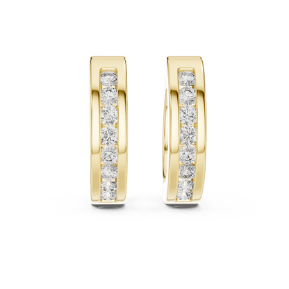 Channel Set Round Cut Lab Grown Diamond Huggie Earrings