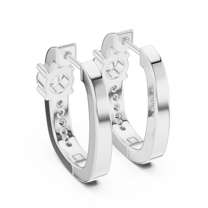 Center Round Lab Grown Diamond Pave Row Hoop Earrings