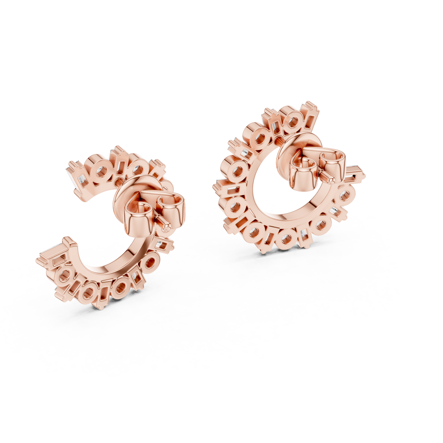 Baguette and Round Lab Grown Diamond Sunburst Hoop Earrings
