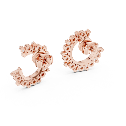 Baguette and Round Lab Grown Diamond Sunburst Hoop Earrings