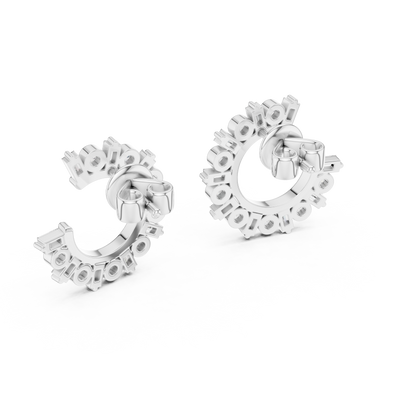 Baguette and Round Lab Grown Diamond Sunburst Hoop Earrings
