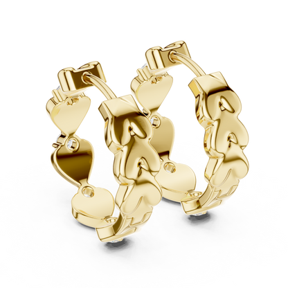 Lab Grown Diamond Dainty Linked Heart Hoop Earrings in 14K Rose Gold