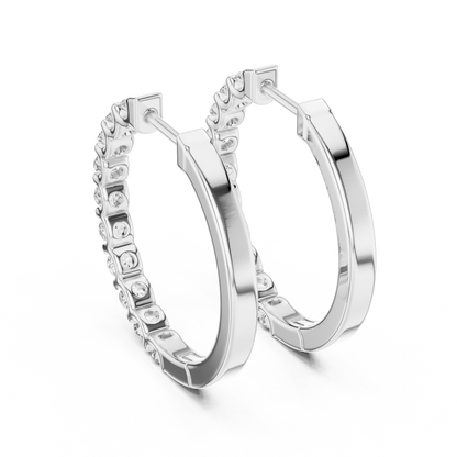 Bar Set Round Lab Grown Diamond Hoop Earrings in 14K Yellow Gold