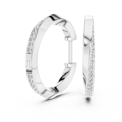 Infinity Twist Lab Grown Diamond Hoop Earrings in 14K White Gold