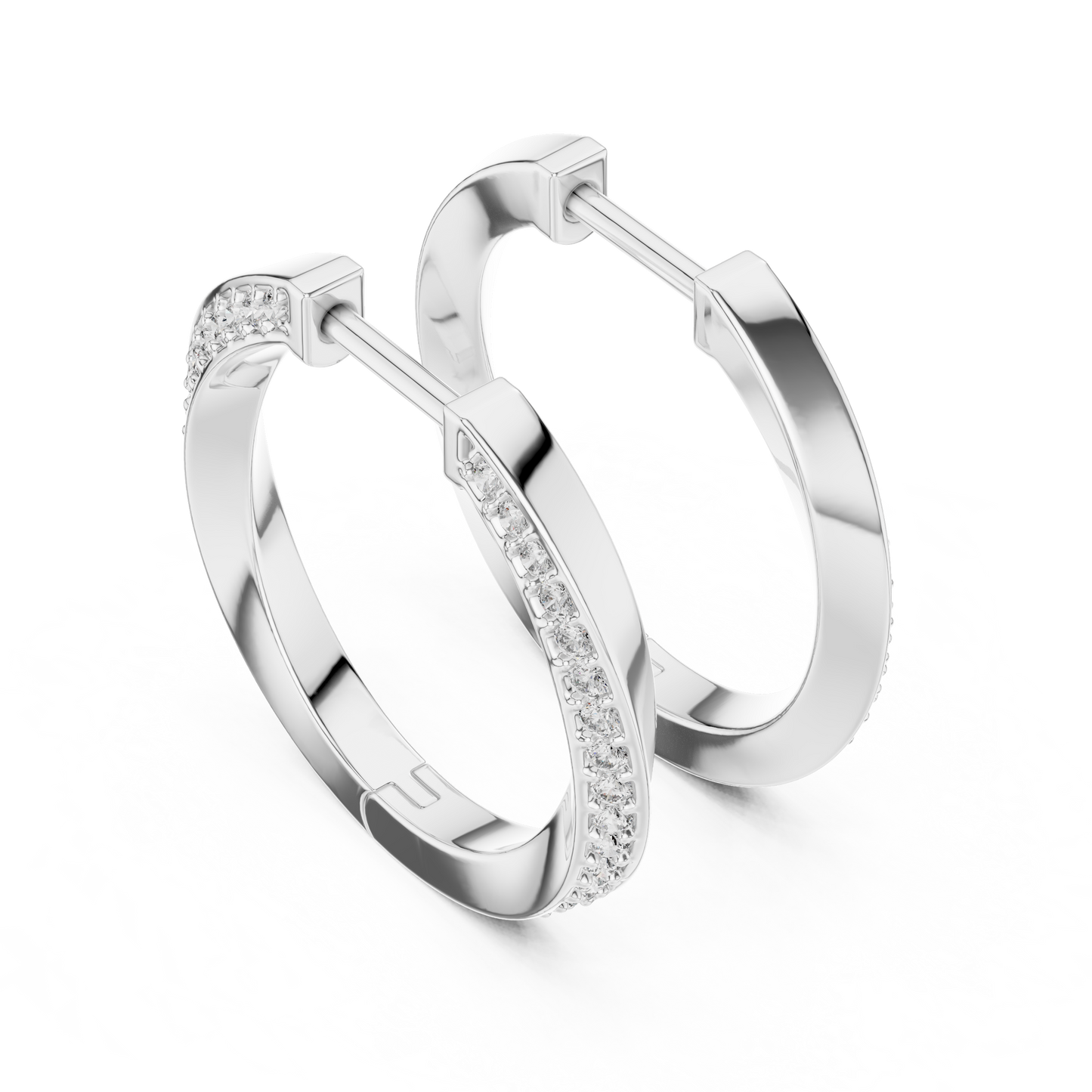 Infinity Twist Lab Grown Diamond Hoop Earrings in 14K White Gold