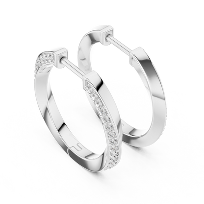 Infinity Twist Lab Grown Diamond Hoop Earrings in 14K White Gold