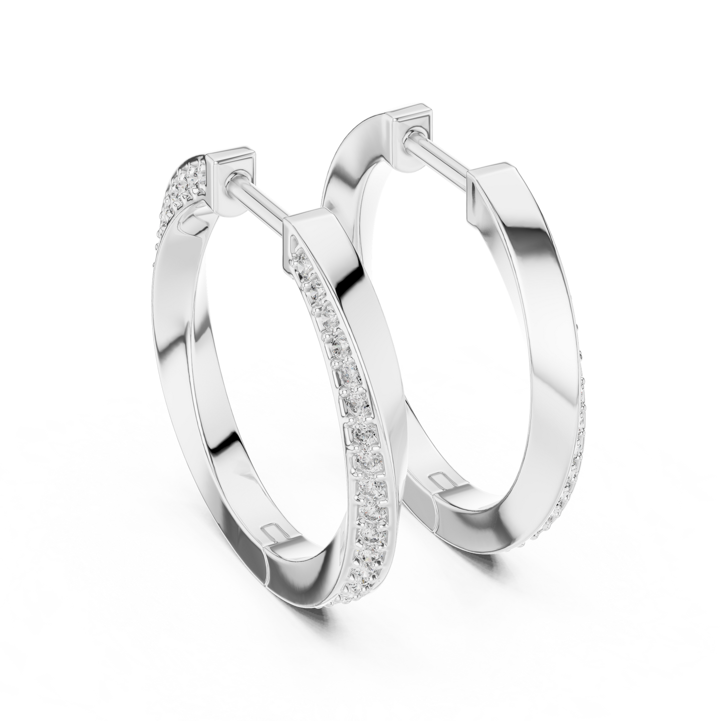 Infinity Twist Lab Grown Diamond Hoop Earrings in 14K White Gold