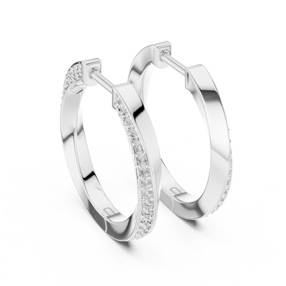 Infinity Twist Lab Grown Diamond Hoop Earrings in 14K White Gold