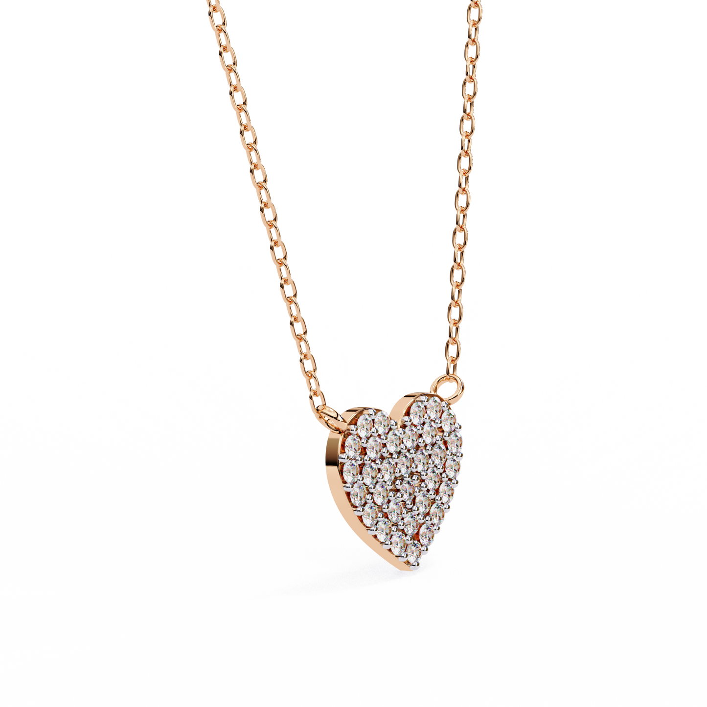 Heart Shape Round Cut Lab Grown Diamond Gold Pendant