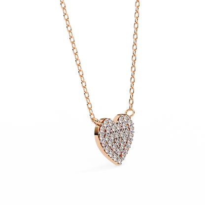 Heart Shape Round Cut Lab Grown Diamond Gold Pendant