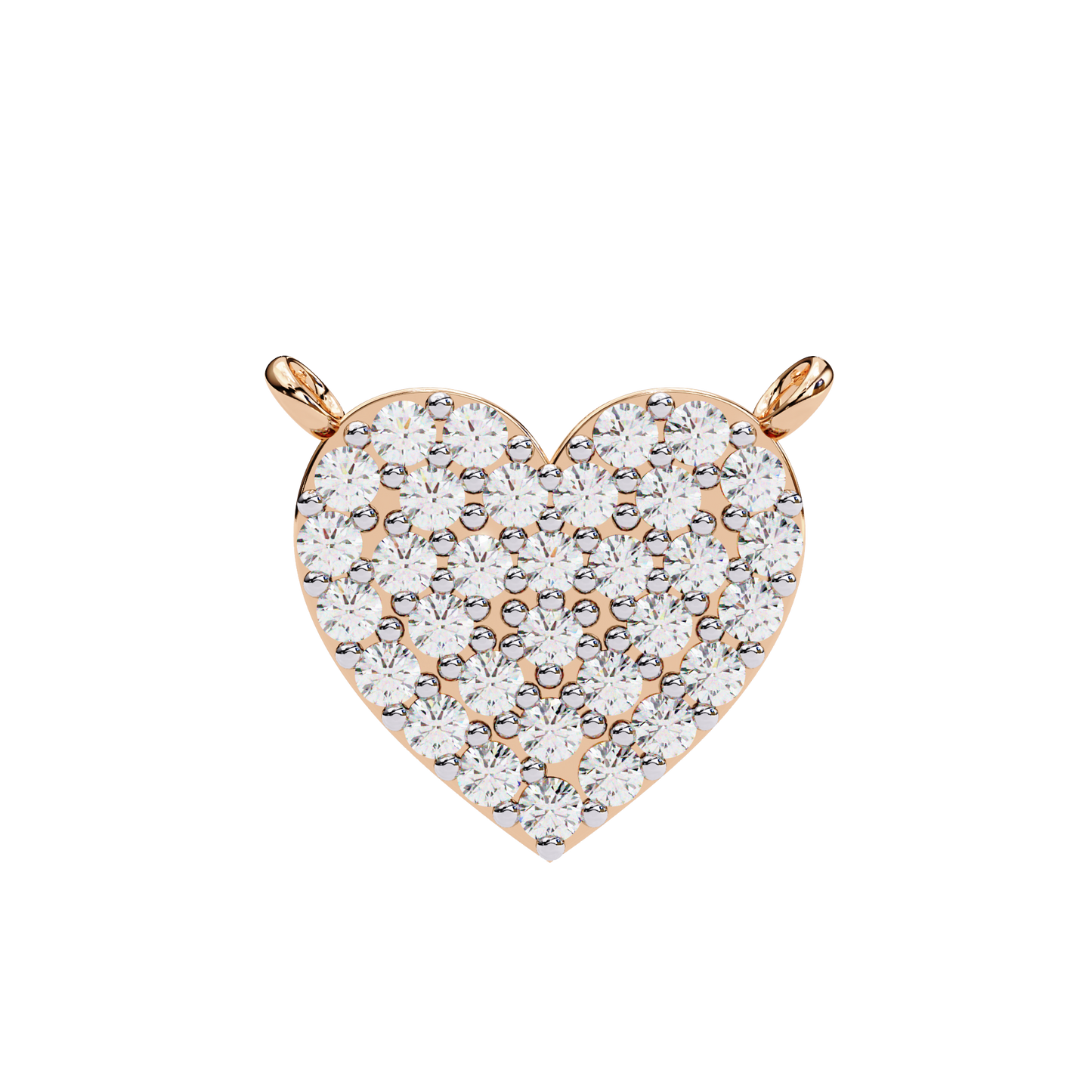 Heart Shape Round Cut Lab Grown Diamond Gold Pendant