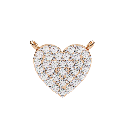 Heart Shape Round Cut Lab Grown Diamond Gold Pendant