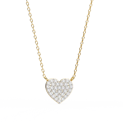 Heart Shape Round Cut Lab Grown Diamond Gold Pendant