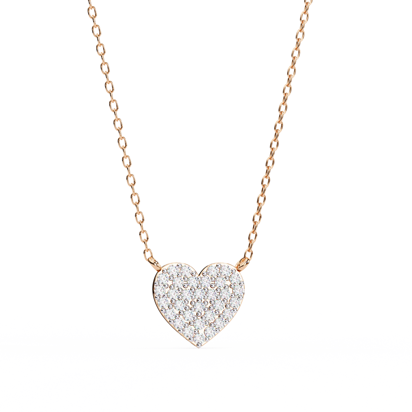 Heart Shape Round Cut Lab Grown Diamond Gold Pendant