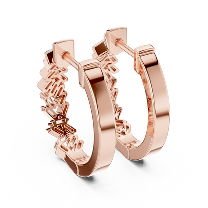 Lab Grown Baguette Diamond Hoop Earrings in 14K Rose Gold