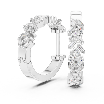 Lab Grown Baguette Diamond Hoop Earrings in 14K Rose Gold