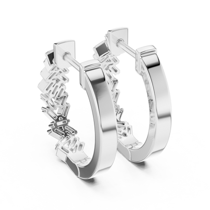 Lab Grown Baguette Diamond Hoop Earrings in 14K Rose Gold