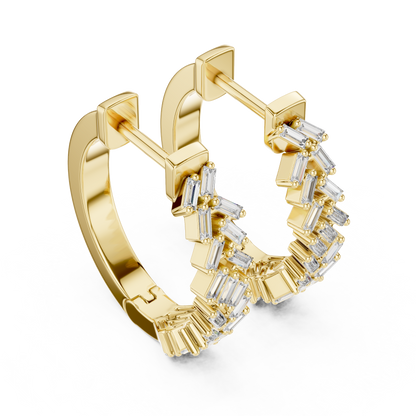 Lab Grown Baguette Diamond Hoop Earrings in 14K Rose Gold