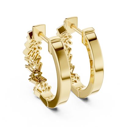 Lab Grown Baguette Diamond Hoop Earrings in 14K Rose Gold
