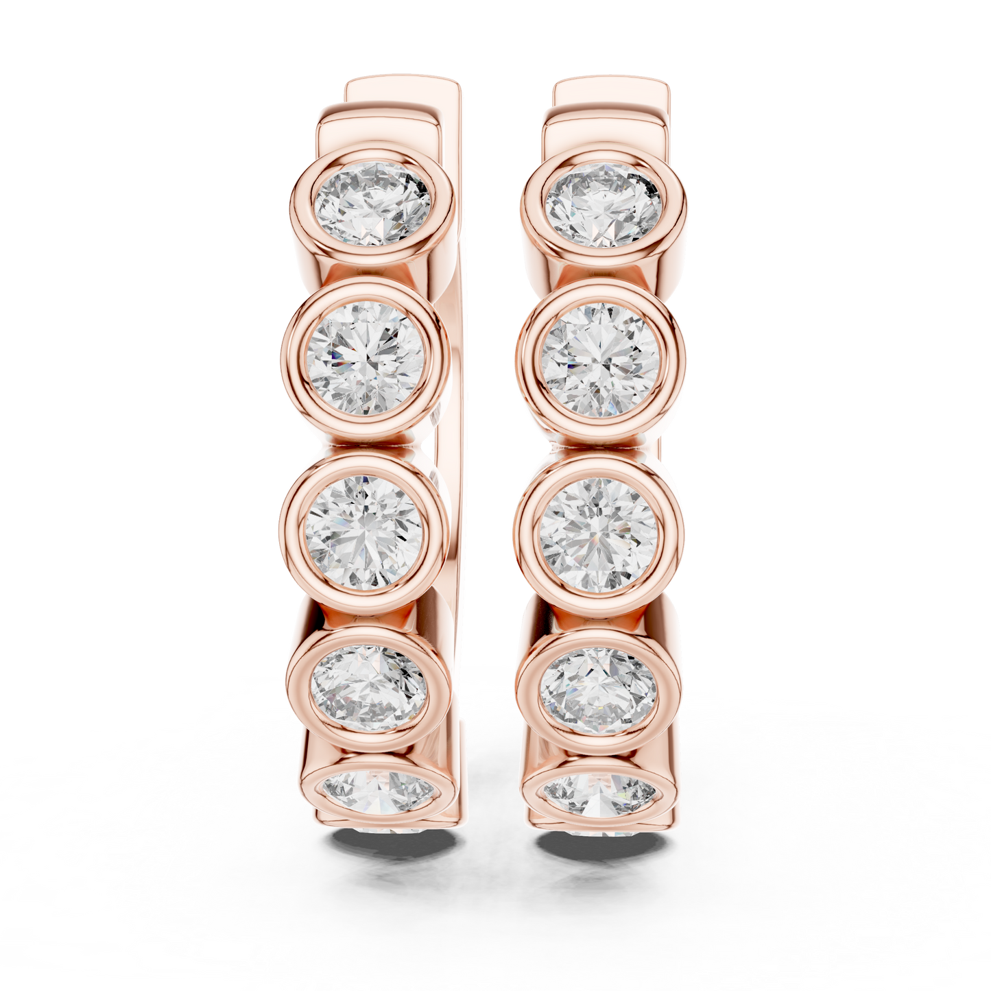 Bezel Set Round Lab Grown Diamond Hoop Earrings