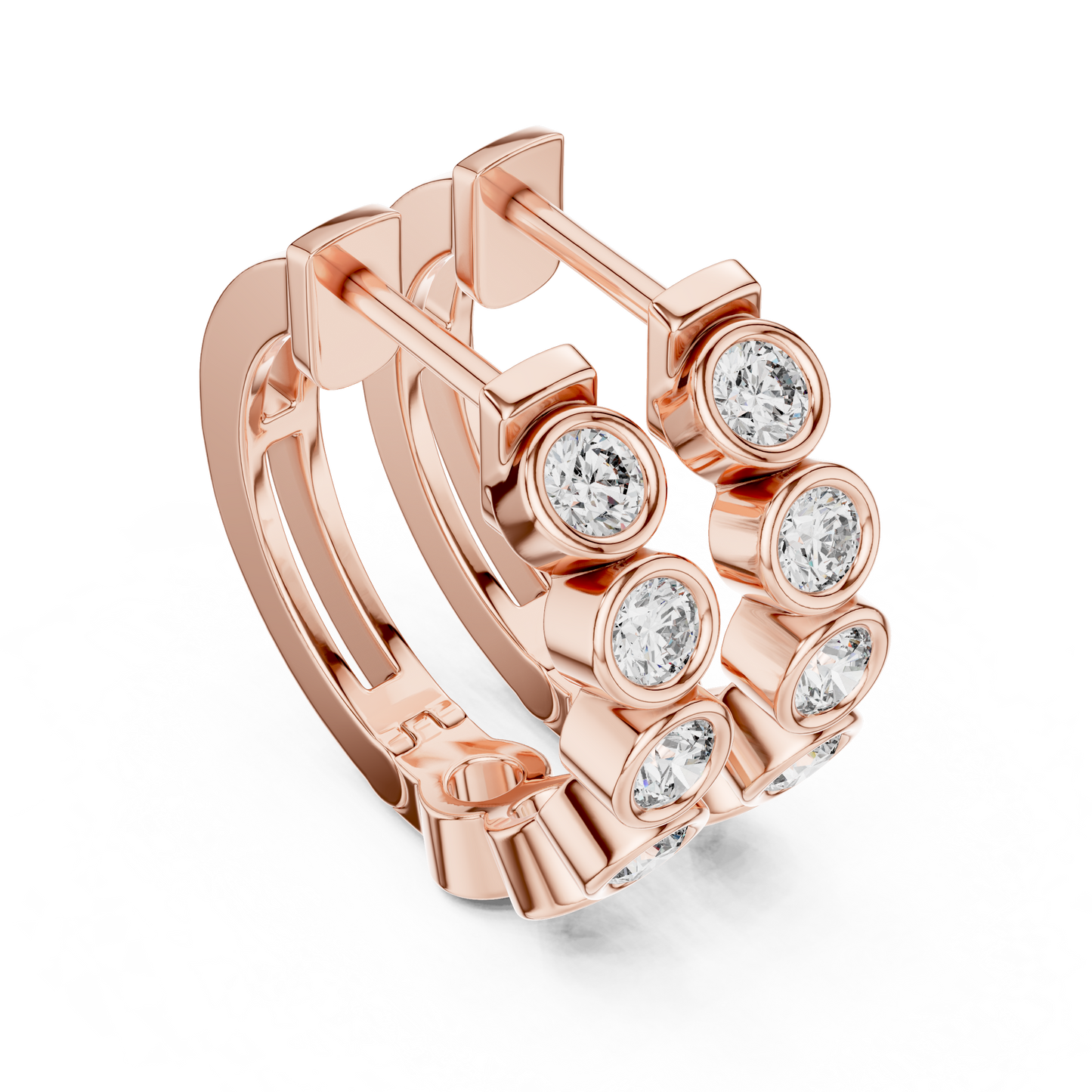 Bezel Set Round Lab Grown Diamond Hoop Earrings