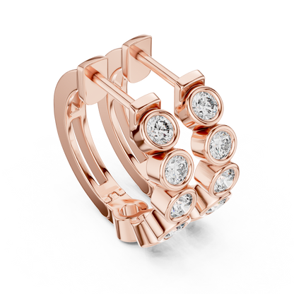 Bezel Set Round Lab Grown Diamond Hoop Earrings