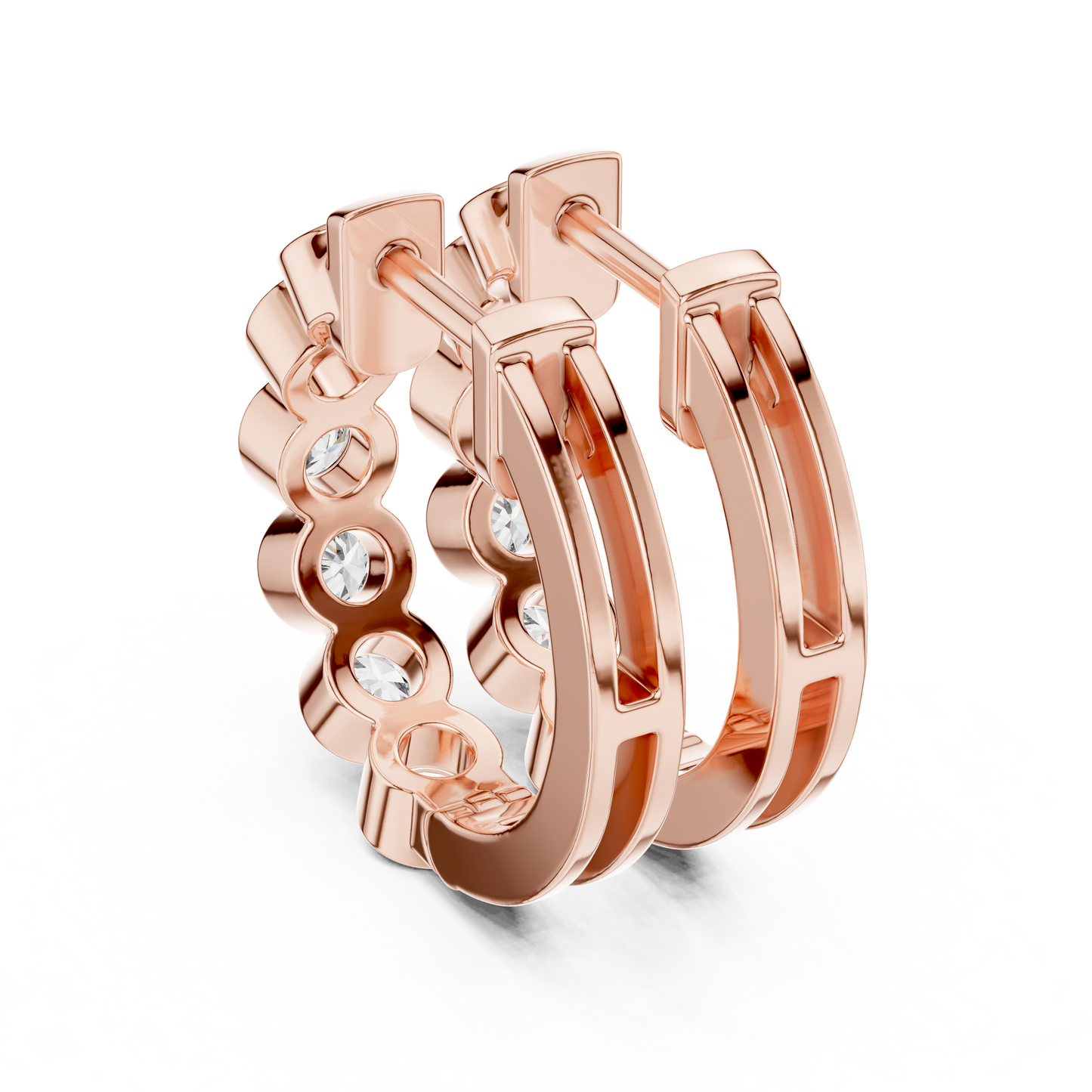 Bezel Set Round Lab Grown Diamond Hoop Earrings