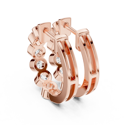 Bezel Set Round Lab Grown Diamond Hoop Earrings