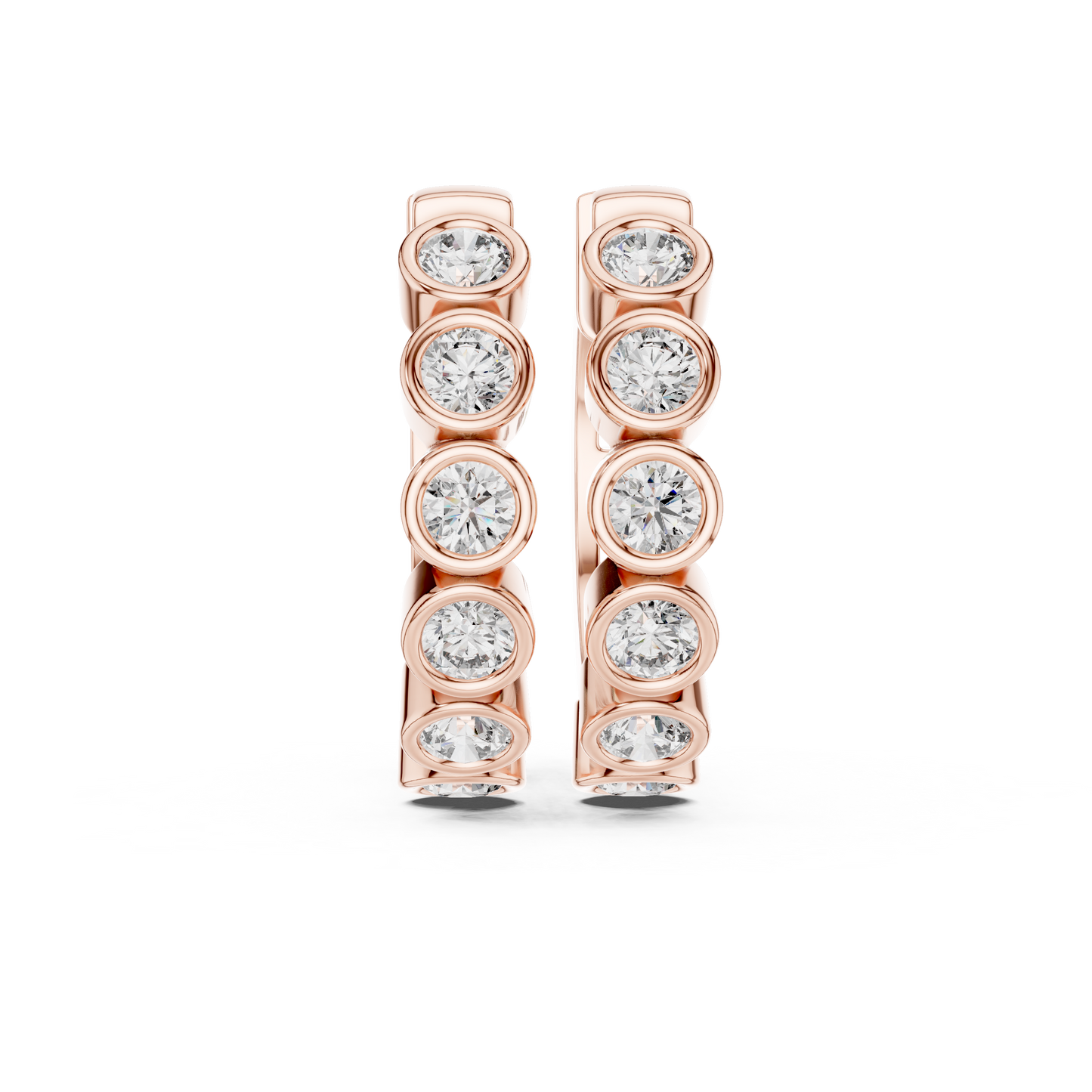 Bezel Set Round Lab Grown Diamond Hoop Earrings
