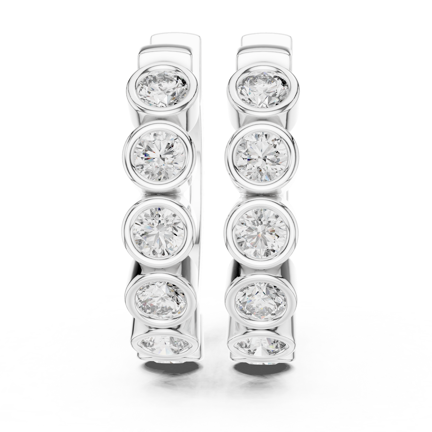 Bezel Set Round Lab Grown Diamond Hoop Earrings