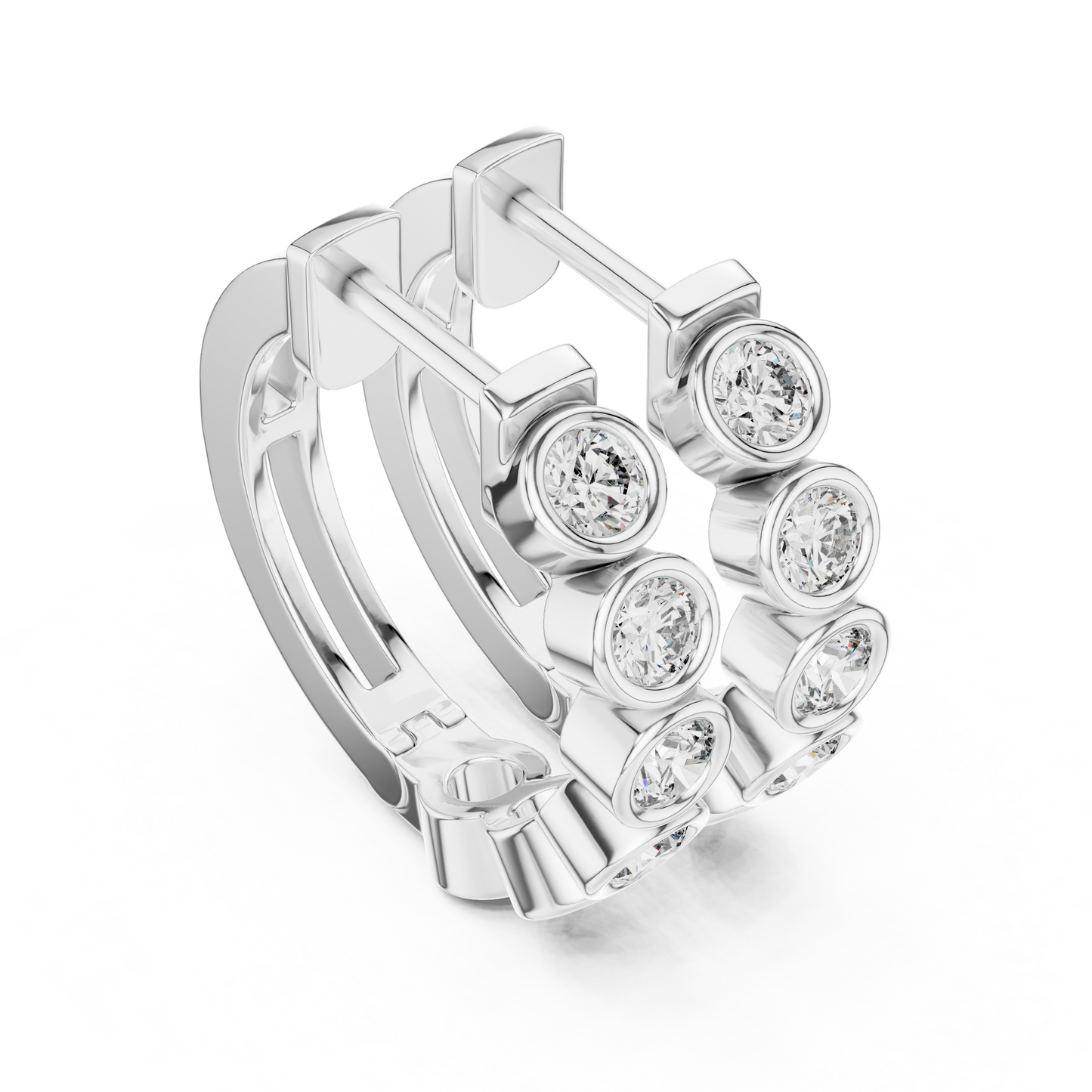 Bezel Set Round Lab Grown Diamond Hoop Earrings