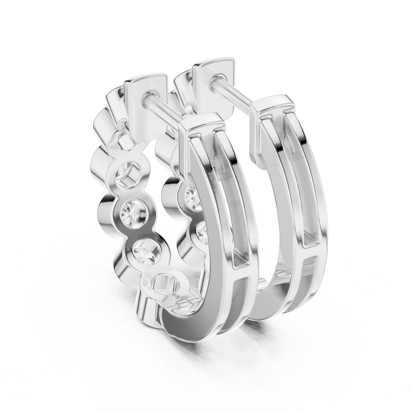 Bezel Set Round Lab Grown Diamond Hoop Earrings