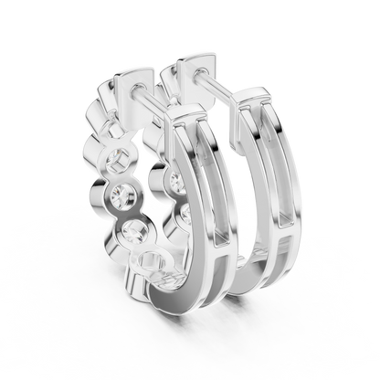 Bezel Set Round Lab Grown Diamond Hoop Earrings