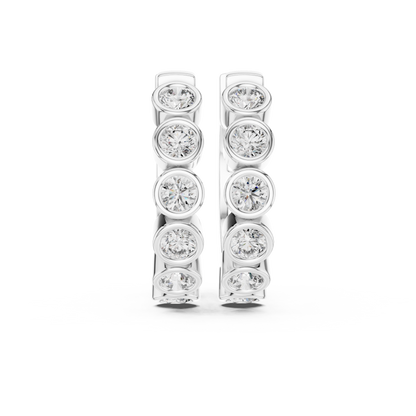 Bezel Set Round Lab Grown Diamond Hoop Earrings